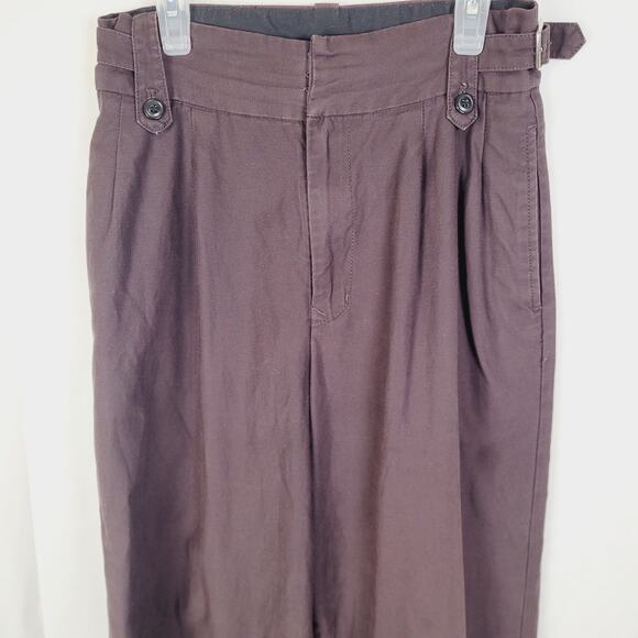 Moussy Brown High Rise Belted Wide Leg Pants Size 2 Old Money Quiet Luxury - Picture 4 of 13